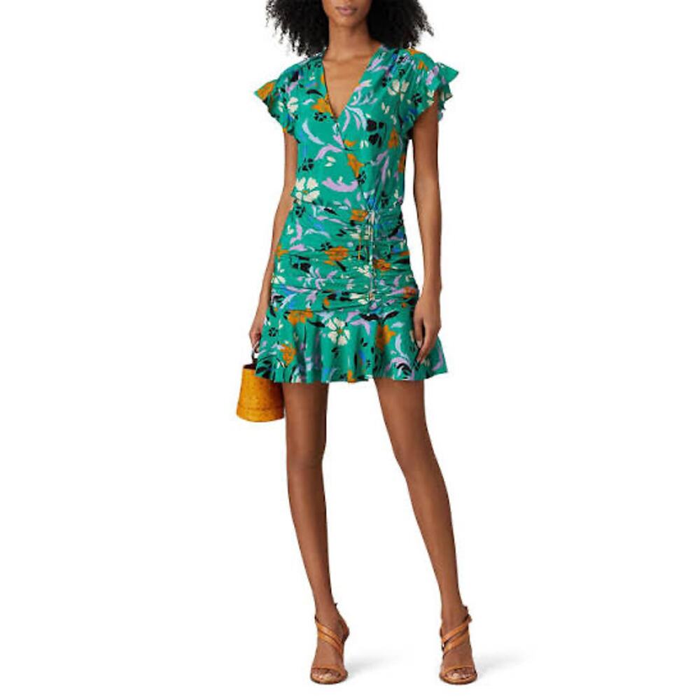 Veronica Beard Green Printed Maria Floral Mini Dress Size‎ 6